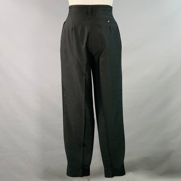 ALAIA Size 12 Black Cupro Wool Blend Pleated Tapered Button Fly Dress Pants - Picture 3 of 6